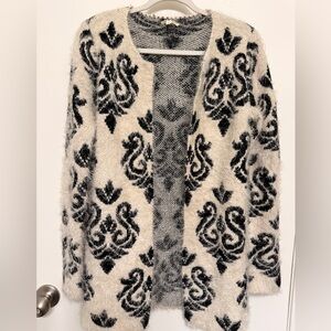 Hem & Thread Black and Cream Patterned Cardigan, size S